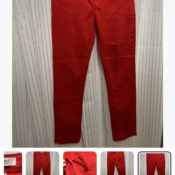 “Forever 21 Los Angles” Red Denim Jeans SZ: (28) - Picture 4 of 7